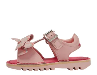 Kick Sandal i läder för små flickor, rosa
