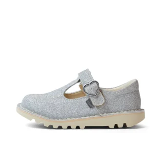 Kick T-Bar Glitter Cosmic Textile Silver för små flickor