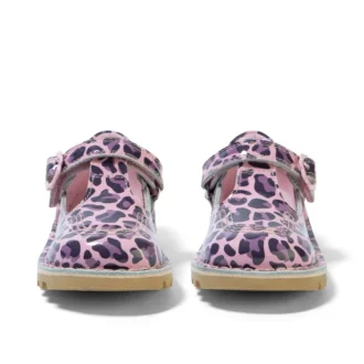 Kick T-skor för små flickor i leopardmönstrat lackläder, rosa