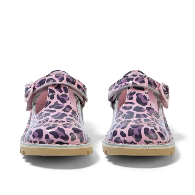 Kick T-skor för små flickor i leopardmönstrat lackläder, rosa Kick T-skor för små flickor i leopardmönstrat lackläder, rosa