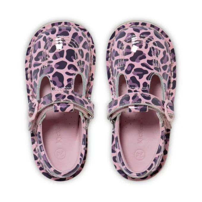 Kick T-skor för små flickor i leopardmönstrat lackläder, rosa Kick T-skor för små flickor i leopardmönstrat lackläder, rosa