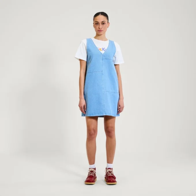 Kickers Classic Denim Mini Dress Blue för vuxna kvinnor Kickers Classic Denim Mini Dress Blue för vuxna kvinnor