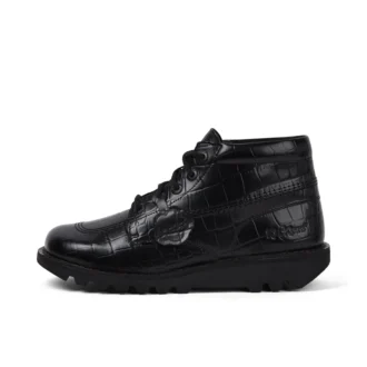 Kickers Kick Hi Croc läderkängor för vuxna, unisex, svarta