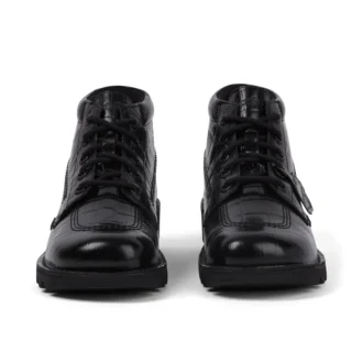 Kickers Kick Hi Croc läderkängor för vuxna, unisex, svarta Kickers Kick Hi Croc läderkängor för vuxna, unisex, svarta