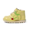 Kickers Kick Hi Fruit i lackläder, gul, unisex för spädbarn Kickers Kick Hi Fruit i lackläder, gul, unisex för spädbarn