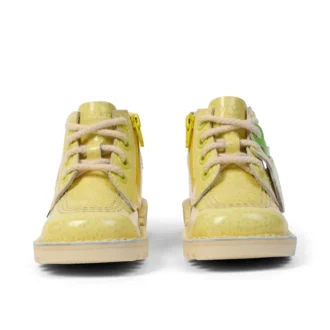 Kickers Kick Hi Fruit i lackläder, gul, unisex för spädbarn