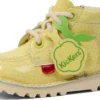 Kickers Kick Hi Fruit i lackläder, gul, unisex för spädbarn Kickers Kick Hi Fruit i lackläder, gul, unisex för spädbarn