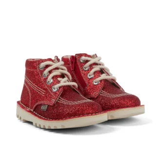 Kickers Kick Hi Glitter Boots för spädbarn, unisex, röd