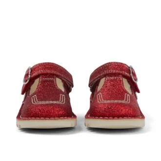Kickers Kick T-Bar Glitter-skor för spädbarn, unisex, röda