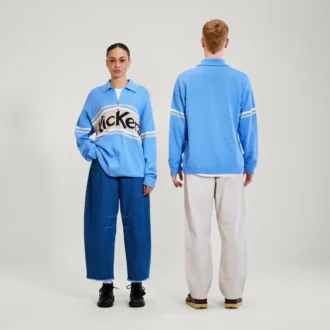 Kickers klassisk stickad tröja med dragkedja, unisex för vuxna, blå