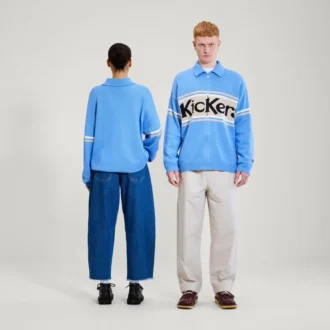 Kickers klassisk stickad tröja med dragkedja, unisex för vuxna, blå