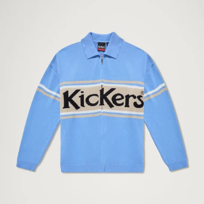 Kickers klassisk stickad tröja med dragkedja, unisex för vuxna, blå Kickers klassisk stickad tröja med dragkedja, unisex för vuxna, blå