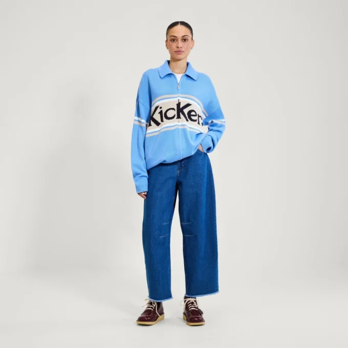 Kickers klassisk stickad tröja med dragkedja, unisex för vuxna, blå Kickers klassisk stickad tröja med dragkedja, unisex för vuxna, blå
