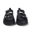 Knox Lo Buckle lädersandal för vuxna kvinnor, svart Knox Lo Buckle lädersandal för vuxna kvinnor, svart