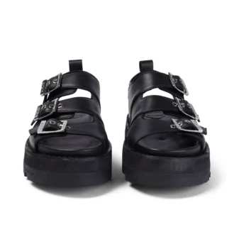 Knox Lo Buckle lädersandal för vuxna kvinnor, svart