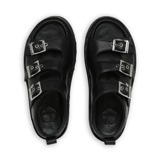 Knox Lo Buckle lädersandal för vuxna kvinnor, svart Knox Lo Buckle lädersandal för vuxna kvinnor, svart