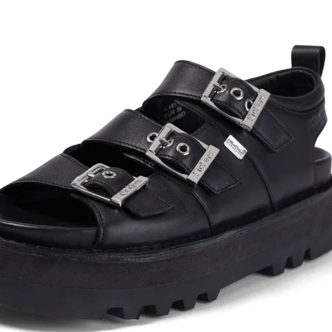 Knox Lo Buckle lädersandal för vuxna kvinnor, svart Knox Lo Buckle lädersandal för vuxna kvinnor, svart