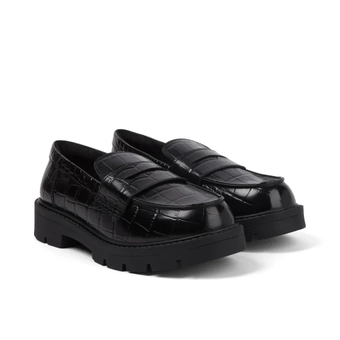 Kori Loafer Croc i svart läder för vuxna kvinnor Kori Loafer Croc i svart läder för vuxna kvinnor