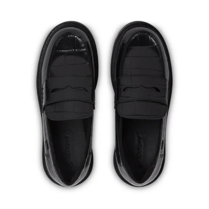 Kori Loafer Croc i svart läder för vuxna kvinnor Kori Loafer Croc i svart läder för vuxna kvinnor