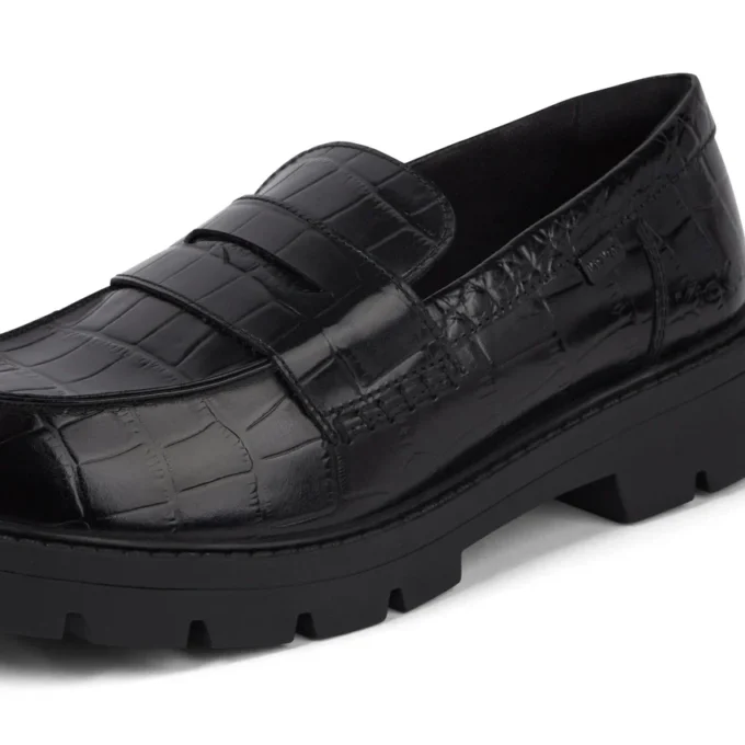 Kori Loafer Croc i svart läder för vuxna kvinnor Kori Loafer Croc i svart läder för vuxna kvinnor