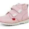Unisex Kick Hi Roll-läderstövlar för spädbarn, ljusrosa
