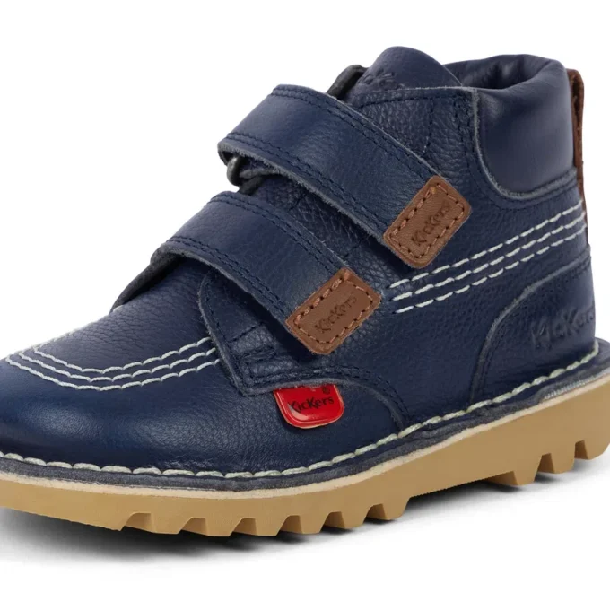 Unisex Kick Hi Roll-stövlar i läder, marinblå, för spädbarn