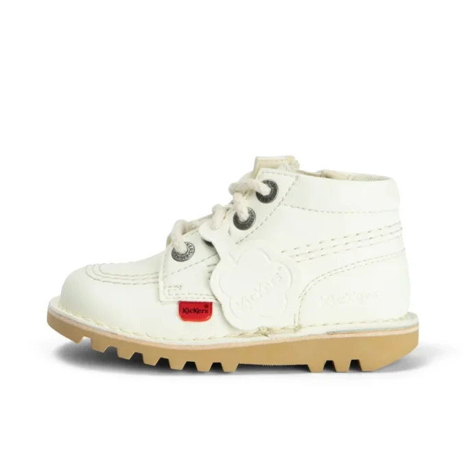 Unisex Kick Hi Zip för spädbarn, läderalternativ, vit