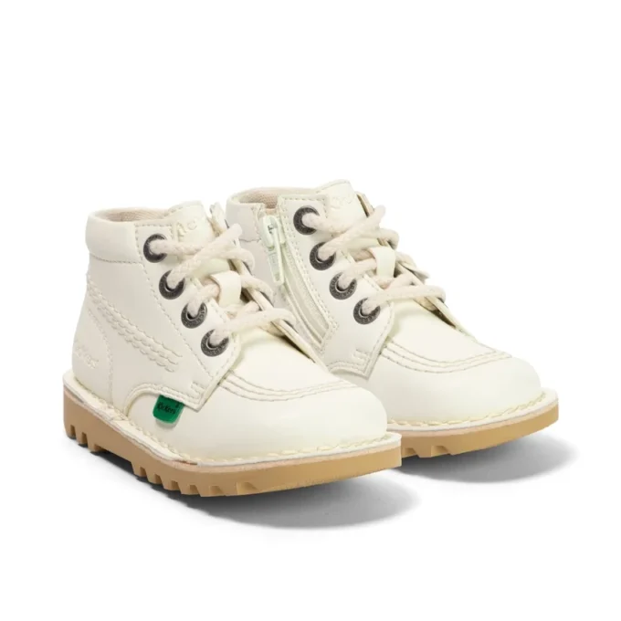 Unisex Kick Hi Zip för spädbarn, läderalternativ, vit