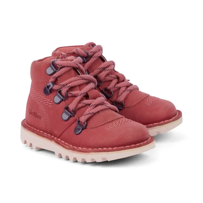 Unisex-kängor för spädbarn Kick Hi Explore i rosa läder