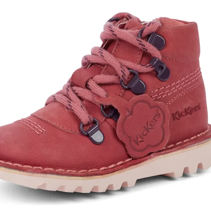 Unisex-kängor för spädbarn Kick Hi Explore i rosa läder