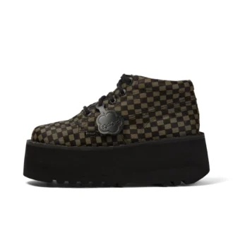 Vuxen Unisex Kick Hi Platform Läder Svart/Khaki