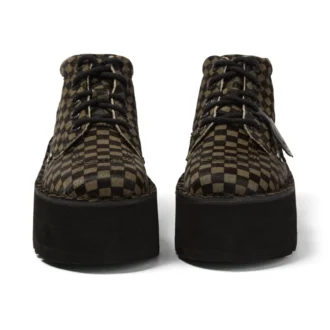 Vuxen Unisex Kick Hi Platform Läder Svart/Khaki