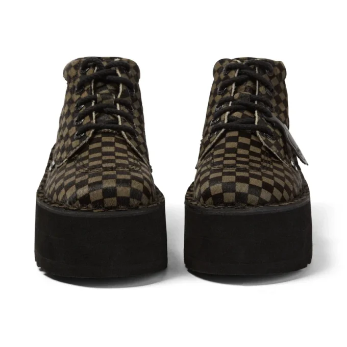 Vuxen Unisex Kick Hi Platform Läder Svart/Khaki