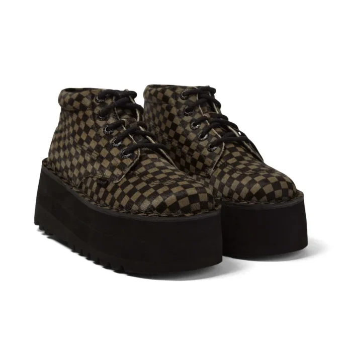 Vuxen Unisex Kick Hi Platform Läder Svart/Khaki