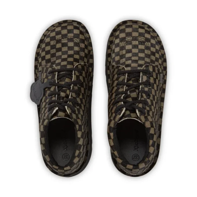 Vuxen Unisex Kick Hi Platform Läder Svart/Khaki