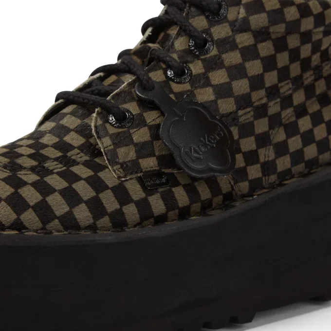 Vuxen Unisex Kick Hi Platform Läder Svart/Khaki