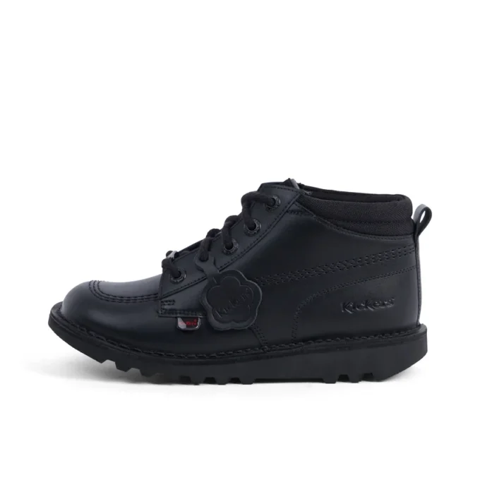 Youth Unisex Kick Hi Mix Mesh Leather Black Youth Unisex Kick Hi Mix Mesh Leather Black