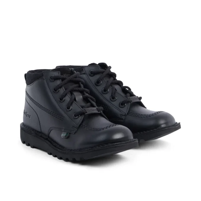 Youth Unisex Kick Hi Mix Mesh Leather Black Youth Unisex Kick Hi Mix Mesh Leather Black