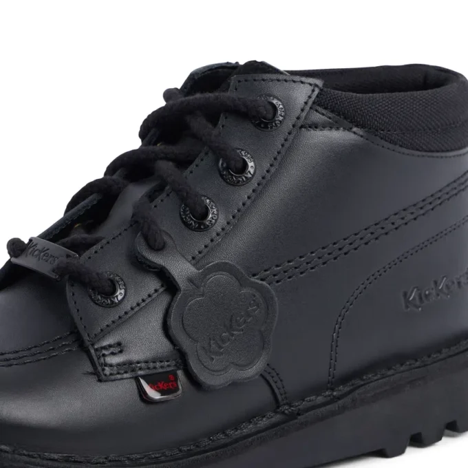 Youth Unisex Kick Hi Mix Mesh Leather Black Youth Unisex Kick Hi Mix Mesh Leather Black