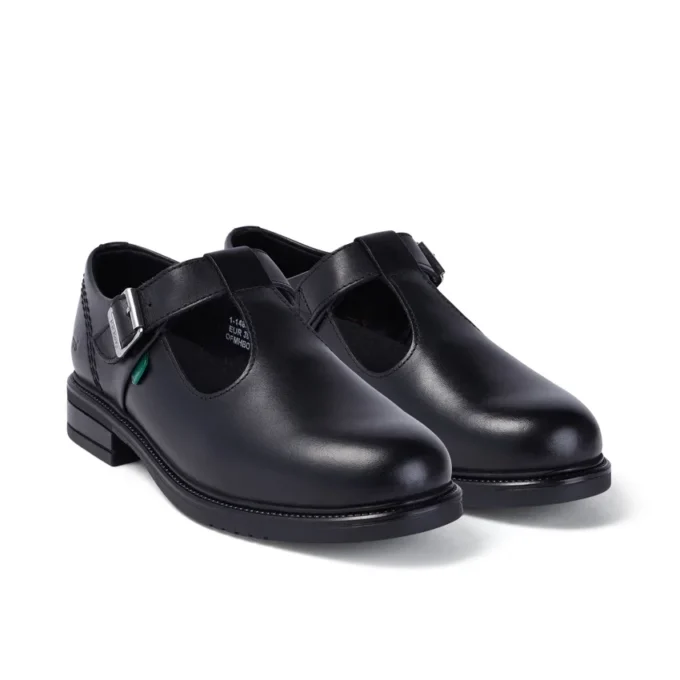 Youth Womens Lach T-Bar Leather Black